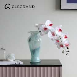 Blue Glazed Glass Transparent Vintage Vase Ornament for Living Room Flower Arrangement, High-End Tv Cabinet Soft Decoration Blue Glazed Glass Transparent Vintage Vase Ornament for Living Room Flower Arrangement, High-End Tv Cabinet Soft Decoration