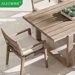 Outdoor Tables and Chairs, Anti-Corrosion Teak Courtyard Garden Villa Hotel Furniture, Solid Wood Long Table, Rattan Woven Designer Patio Chair Outdoor Tables and Chairs, Anti-Corrosion Teak Courtyard Garden Villa Hotel Furniture, Solid Wood Long Table, Rattan Woven Designer Patio Chair