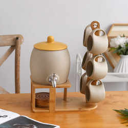 Household Ceramic Large-Capacity Cold Water Pitcher Set with Faucet, High-Temperature Resistant Cold Water Pitcher, Juice Beverage Pitcher Household Ceramic Large-Capacity Cold Water Pitcher Set with Faucet, High-Temperature Resistant Cold Water Pitcher, Juice Beverage Pitcher