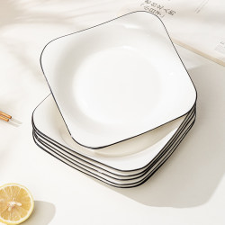 Plate Set for Home Use, 2025 New Model, 6-Piece Square Ceramic Deep Plate, High-End Creative Trendy Dinner Plate for Steak Plate Set for Home Use, 2025 New Model, 6-Piece Square Ceramic Deep Plate, High-End Creative Trendy Dinner Plate for Steak