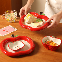 Apple Tableware, Cute Bowls and Plates, Ceramic Household Dishes, Exquisite Afternoon Tea Snack Plates, Beautiful Rice Bowls, Small Dishes Apple Tableware, Cute Bowls and Plates, Ceramic Household Dishes, Exquisite Afternoon Tea Snack Plates, Beautiful Rice Bowls, Small Dishes