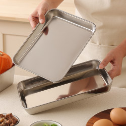 Thickened 304 Stainless Steel Plate, Rectangular Steamed Rice and Rice Roll Plate, Cold Noodle Square Plate, Household and Commercial Tray, Grilled Fish Plate Thickened 304 Stainless Steel Plate, Rectangular Steamed Rice and Rice Roll Plate, Cold Noodle Square Plate, Household and Commercial Tray, Grilled Fish Plate