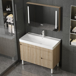 Solid Wood Bathroom Cabinet Combination Solid Wood Ceramic Integrated Basin Floor-Standing Bathroom Washbasin Cabinet Washbasin Large Basin Solid Wood Bathroom Cabinet Combination Solid Wood Ceramic Integrated Basin Floor-Standing Bathroom Washbasin Cabinet Washbasin Large Basin