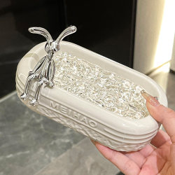 Bathroom creative ceramic soap box household high-end large drain box wash table soap rack soap storage rack Bathroom creative ceramic soap box household high-end large drain box wash table soap rack soap storage rack