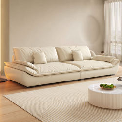 Italian-Style Cream-Colored Tech Fabric Sofa for Living Room, Small Apartment, Modern Minimalist, Light Luxury, Extra-Wide Seat, Straight-Row Sofa Italian-Style Cream-Colored Tech Fabric Sofa for Living Room, Small Apartment, Modern Minimalist, Light Luxury, Extra-Wide Seat, Straight-Row Sofa