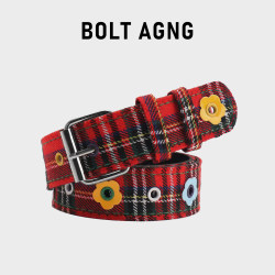 Bolt Agng Original Floral Plaid Studded Belt for Men and Women Students Y2K Design to Match Jeans Trendy Belt Bolt Agng Original Floral Plaid Studded Belt for Men and Women Students Y2K Design to Match Jeans Trendy Belt
