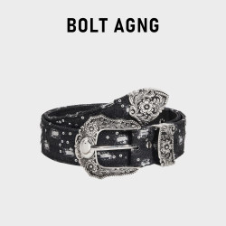 Bolt Agng Original Retro Carved Buckle Belt for Men and Women, Stylish Y2K Trendy Denim Belt Bolt Agng Original Retro Carved Buckle Belt for Men and Women, Stylish Y2K Trendy Denim Belt