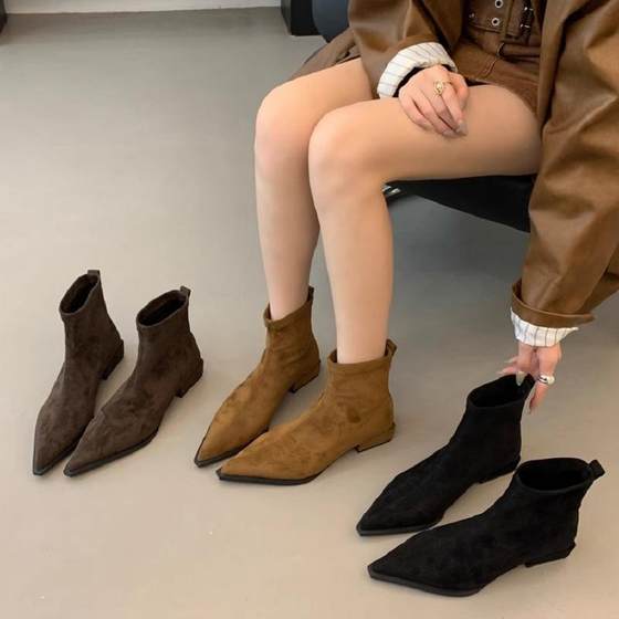 Fashionable pointed toe suede single boots 2025 new temperament thick heel fashion boots short boots women's boots stretch thin boots
Fashionable pointed toe suede single boots 2025 new temperament thick heel fashion boots short boots women's boots stretch thin boots