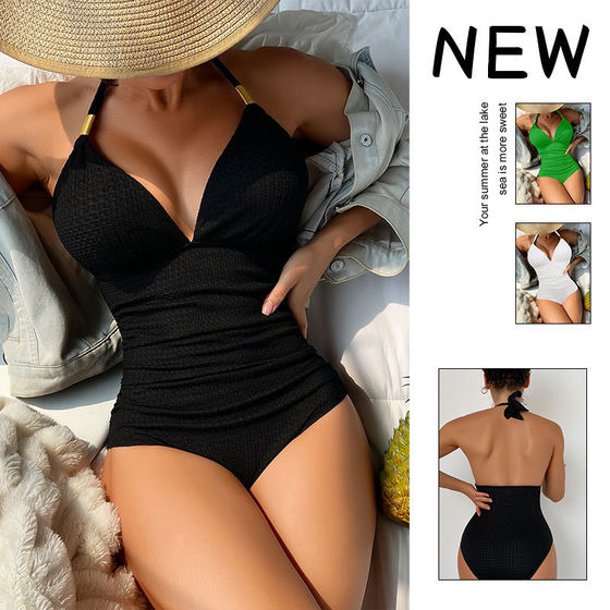 2025 new European and American conservative one-piece swimsuit for women gathering three-point halter neck bikini
2025 new European and American conservative one-piece swimsuit for women gathering three-point halter neck bikini