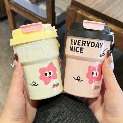 Coffee Thermos Cup for Women 2025 New Model High-Value Portable Cup Cute Portable Straw Water Cup 316 Stainless Steel Coffee Thermos Cup for Women 2025 New Model High-Value Portable Cup Cute Portable Straw Water Cup 316 Stainless Steel