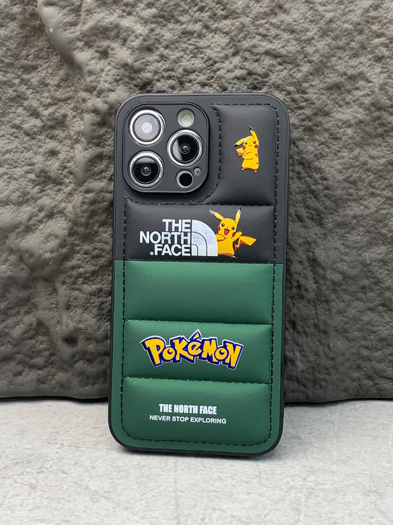 Pokemon The North Face New Pikachu Puffy Puffer Down Jacket 15, 14, 13, 12, 11 iPhone Case
