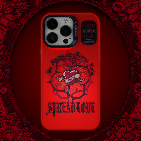 Red — Cosmi Be Strong & Spread Love New Original 15, 14, 13, 12 iPhone Case