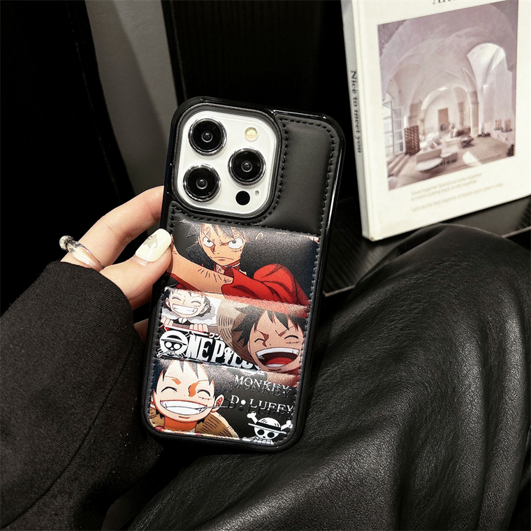 New One Piece Zorro Luffy Anime Puffy Puffer Down Jacket 15, 14, 13, 12 iPhone Case