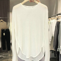 Korean Style Long-Sleeved Sun Protection T-Shirt for Women, Early Autumn Thin Mid-Length Yoga Cover-Up, Sheer Top Paired with Shark Pants Korean Style Long-Sleeved Sun Protection T-Shirt for Women, Early Autumn Thin Mid-Length Yoga Cover-Up, Sheer Top Paired with Shark Pants