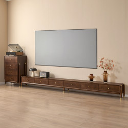 French-Style Vintage Walnut-Colored Tv Cabinet Side Cabinet Set, Ash Wood Living Room Floor Cabinet, Solid Wood Tv Storage Side Cabinet French-Style Vintage Walnut-Colored Tv Cabinet Side Cabinet Set, Ash Wood Living Room Floor Cabinet, Solid Wood Tv Storage Side Cabinet