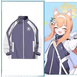 Blue Archive Stand-Up Collar Sweatshirt Jacket for Men and Women, Autumn and Winter Sanyi Sportswear, Mary Cos Same Style Fleece-Lined Jacket Blue Archive Stand-Up Collar Sweatshirt Jacket for Men and Women, Autumn and Winter Sanyi Sportswear, Mary Cos Same Style Fleece-Lined Jacket