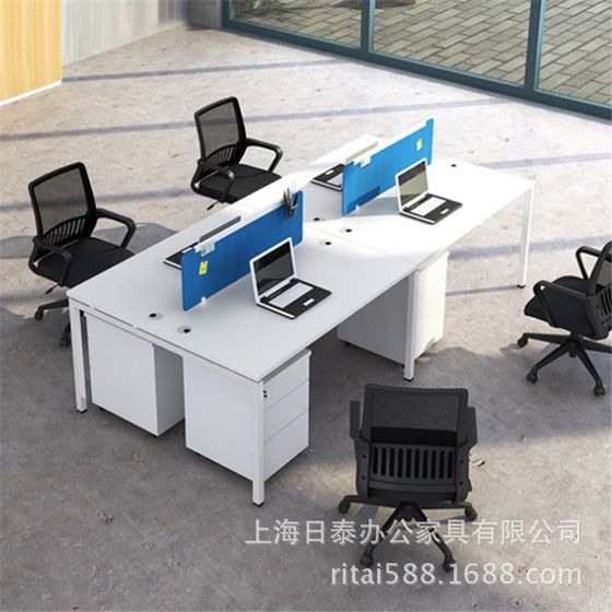 Shanghai office furniture factory combination employee office desk chair four-person staff steel frame table with movable cabinet small push cabinet Shanghai office furniture factory combination employee office desk chair four-person staff steel frame table with movable cabinet small push cabinet