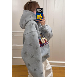 American Retro Star-Printed Hooded Sweatshirt for Women, Autumn and Winter 2025 New Popular Style, Petite Size, Fleece-Lined and Thickened Jacket American Retro Star-Printed Hooded Sweatshirt for Women, Autumn and Winter 2025 New Popular Style, Petite Size, Fleece-Lined and Thickened Jacket
