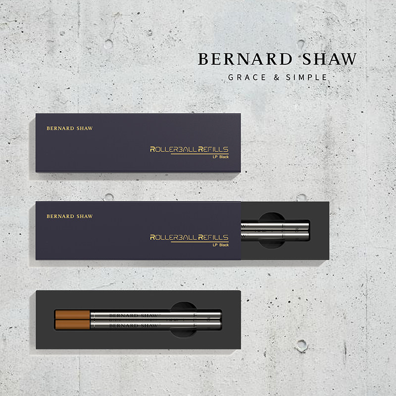 BERNARD SHAW | 버나드 쇼 볼펜 교체 리필 블랙 0.6MM 독일 방수 변색 방지 수성 시그니처 펜 속건성 리필 특수 교체 리필 2팩 -