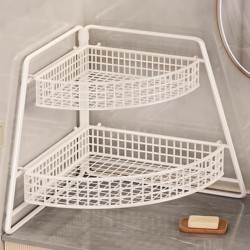 Bathroom storage rack for cosmetics collection on washbasin Bathroom storage rack for cosmetics collection on washbasin