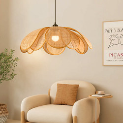 Restaurant Chandelier Japanese-Style Woven Guesthouse Room Bedroom Living Room Lamp Rattan Petal Creative Personality Natural Wood Style Chandelier Restaurant Chandelier Japanese-Style Woven Guesthouse Room Bedroom Living Room Lamp Rattan Petal Creative Personality Natural Wood Style Chandelier