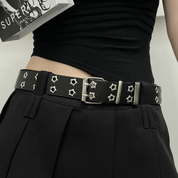Star-Patterned Wide American-Style Belt for Women 2025 New Design Belt for Jeans with Unique Design Niche Y2K Belt Black Star-Patterned Wide American-Style Belt for Women 2025 New Design Belt for Jeans with Unique Design Niche Y2K Belt Black