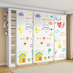 Double Whiteboard Door Children's Bookcase with Sliding Double Track, Fully Covered, Overlapping Steel Dustproof Wall-Mounted Living Room Bookshelf Double Whiteboard Door Children's Bookcase with Sliding Double Track, Fully Covered, Overlapping Steel Dustproof Wall-Mounted Living Room Bookshelf