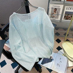 Women's plus size loose and slimming knitted tops that cover the flesh Women's plus size loose and slimming knitted tops that cover the flesh