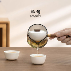 Thirty-Year-Old Rotating Teapot, High-Temperature Resistant Glass Automatic Rotating Tea Brewing Pot, Ceramic Household Travel Kung Fu Tea Set Thirty-Year-Old Rotating Teapot, High-Temperature Resistant Glass Automatic Rotating Tea Brewing Pot, Ceramic Household Travel Kung Fu Tea Set