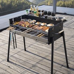 German Barbecue Grill Outdoor Charcoal Stainless Steel Barbecue Rack Full Set Household Portable Large-Capacity Charcoal Grill German Barbecue Grill Outdoor Charcoal Stainless Steel Barbecue Rack Full Set Household Portable Large-Capacity Charcoal Grill