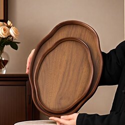 Black Walnut-Colored Bamboo Cloud-Shaped Tea Tray, Bamboo Dry Tea Tray, Bread Plate, Simple and Exquisite Fruit Plate Black Walnut-Colored Bamboo Cloud-Shaped Tea Tray, Bamboo Dry Tea Tray, Bread Plate, Simple and Exquisite Fruit Plate
