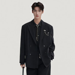 Double-Breasted Casual Suit Set for Men, Made of High-Quality Tencel Wool, Suitable for Commuting, Single-Breasted Jacket, Korean Style Trendy Small Suit Double-Breasted Casual Suit Set for Men, Made of High-Quality Tencel Wool, Suitable for Commuting, Single-Breasted Jacket, Korean Style Trendy Small Suit