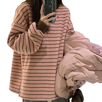 Striped sweater women's Hong Kong flavor retro Chic top autumn
 Striped sweater women's Hong Kong flavor retro Chic top autumn