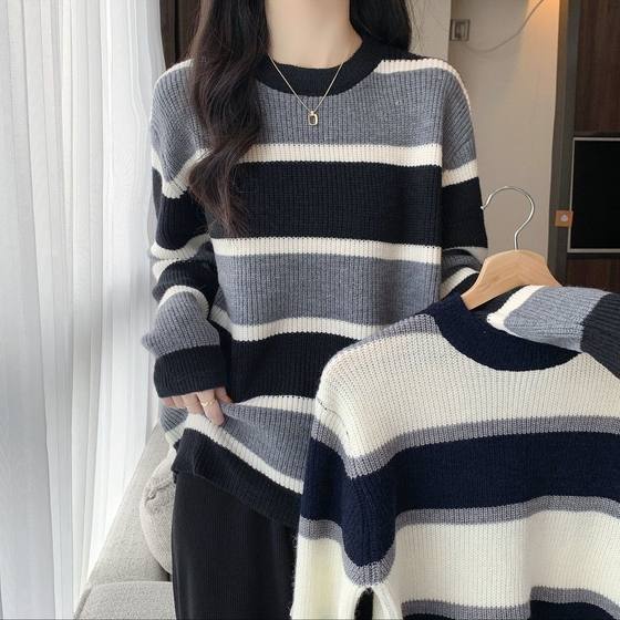 Internet celebrity retro contrasting color striped sweater for women in autumn and winter 2025 versatile loose lazy style high-end knitted sweater
Internet celebrity retro contrasting color striped sweater for women in autumn and winter 2025 versatile loose lazy style high-end knitted sweater