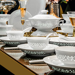 High-Temperature White Porcelain Exquisite Tableware Set Jingdezhen Kaolin Clay 1380 ℃ Bowl and Plate Set for Home Use with Underglaze Color High-Temperature White Porcelain Exquisite Tableware Set Jingdezhen Kaolin Clay 1380 ℃ Bowl and Plate Set for Home Use with Underglaze Color