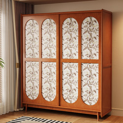 French-Style Vintage Solid Wood Wardrobe for Home Bedroom Storage, Hanging Wardrobe, Mid-Century Style Small Apartment Sliding Door Wooden Wardrobe French-Style Vintage Solid Wood Wardrobe for Home Bedroom Storage, Hanging Wardrobe, Mid-Century Style Small Apartment Sliding Door Wooden Wardrobe