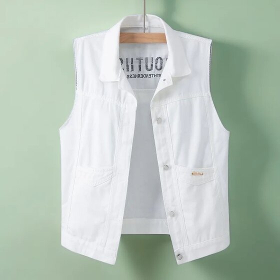 Spring and Autumn New Men's Denim Vest Men's Sleeveless Vest Slim Fashion Vest Horse Clip Top Trendy Outdoor
Spring and Autumn New Men's Denim Vest Men's Sleeveless Vest Slim Fashion Vest Horse Clip Top Trendy Outdoor