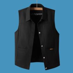 Embroidered black denim vest short jacket men's spring and summer wear 2024 new Korean style loose vest top Embroidered black denim vest short jacket men's spring and summer wear 2024 new Korean style loose vest top