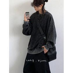 Trendy Brand Heavyweight Pure Cotton Terry 400g Washed Vintage Round Neck Sweatshirt Hoodie with Printed Graphic Trendy Brand Heavyweight Pure Cotton Terry 400g Washed Vintage Round Neck Sweatshirt Hoodie with Printed Graphic