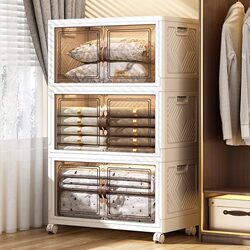 Thickened Installation-Free Children's Wardrobe Folding Storage Cabinet Toy Kitchen Storage Cabinet Double-Door Storage Box Storage Rack Thickened Installation-Free Children's Wardrobe Folding Storage Cabinet Toy Kitchen Storage Cabinet Double-Door Storage Box Storage Rack