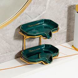 Nordic double-layer storage rack home storage soap box punch-free wall-mounted soap box bathroom soap box ceramic Nordic double-layer storage rack home storage soap box punch-free wall-mounted soap box bathroom soap box ceramic