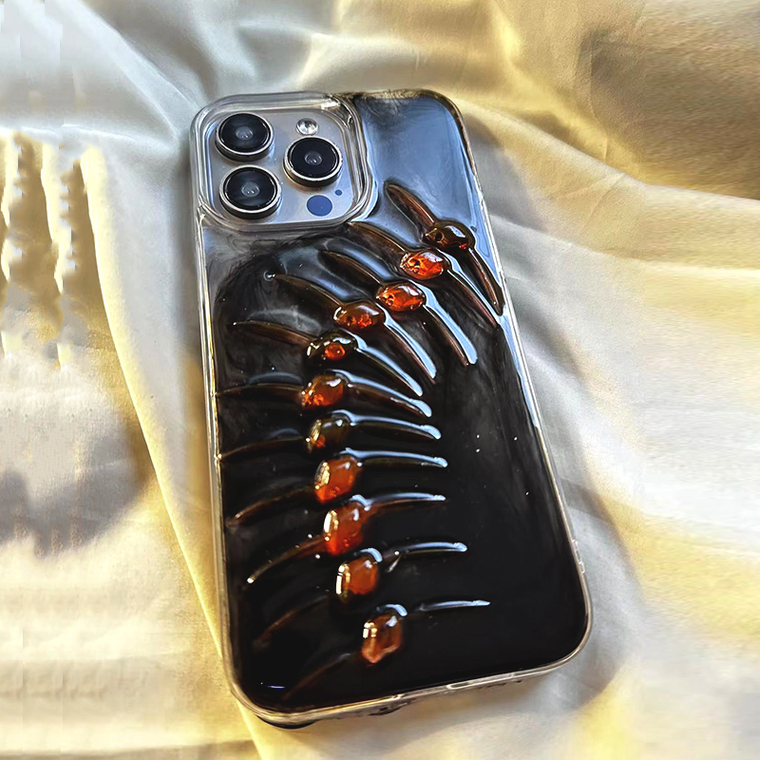 Red Fish Bone Skeleton Spine New Handmade 3D 15, 14, 13, 12 iPhone Case