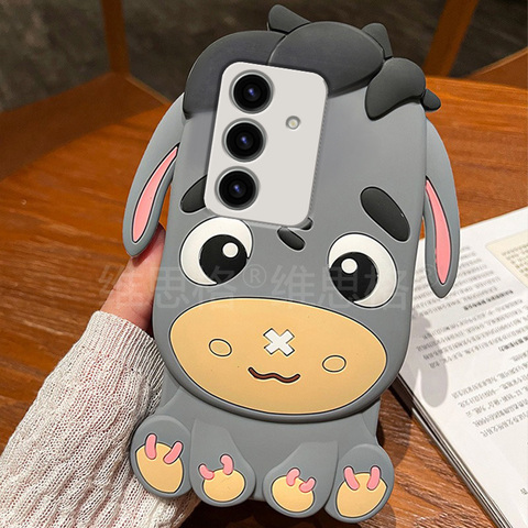 Gray — Funny Donkey Girls 3D Silicone TPU S24, S24 Plus, S24 Ultra, S23, S23 Plus, S23 Ultra Samsung Phone Case