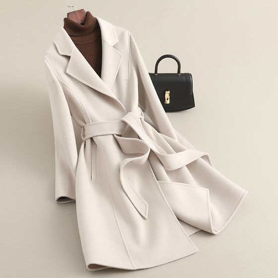 New high-end small mid-length double-sided cashmere coat for women fashion waist-hugging wool wool jacket
New high-end small mid-length double-sided cashmere coat for women fashion waist-hugging wool wool jacket