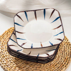 Japanese Style 2025 New Model Plate Dish Home Use Ceramic Creative Square Plate Deep Dish Dinner Plate Bowl Tableware Japanese Style 2025 New Model Plate Dish Home Use Ceramic Creative Square Plate Deep Dish Dinner Plate Bowl Tableware