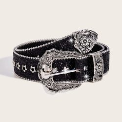 American Retro Hollow Star Pattern Belt for Women ins Style Unique Subculture Black Belt with a Sense of Design American Retro Hollow Star Pattern Belt for Women ins Style Unique Subculture Black Belt with a Sense of Design
