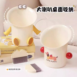 Cartoon desktop trash can with big speaker Cartoon desktop trash can with big speaker