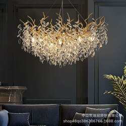 French luxury light luxury crystal lamp simple living room atmospheric chandelier duplex floor American branch luxury crystal circular shape French luxury light luxury crystal lamp simple living room atmospheric chandelier duplex floor American branch luxury crystal circular shape