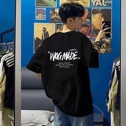 American-Style Oversized High-Street Pure Cotton Short-Sleeve T-Shirt for Men, Summer Trendy Brand, Loose, Heavyweight, High-End, Cool and Handsome Top American-Style Oversized High-Street Pure Cotton Short-Sleeve T-Shirt for Men, Summer Trendy Brand, Loose, Heavyweight, High-End, Cool and Handsome Top