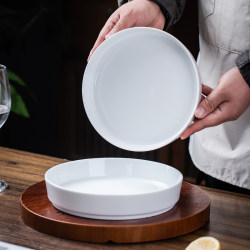 Jingdezhen Underglaze High-Temperature White Porcelain Deep Plate, Household Pure White Ceramic Plate, Fruit Plate, Flat Plate, Tableware, Housewarming, Light Luxury Jingdezhen Underglaze High-Temperature White Porcelain Deep Plate, Household Pure White Ceramic Plate, Fruit Plate, Flat Plate, Tableware, Housewarming, Light Luxury